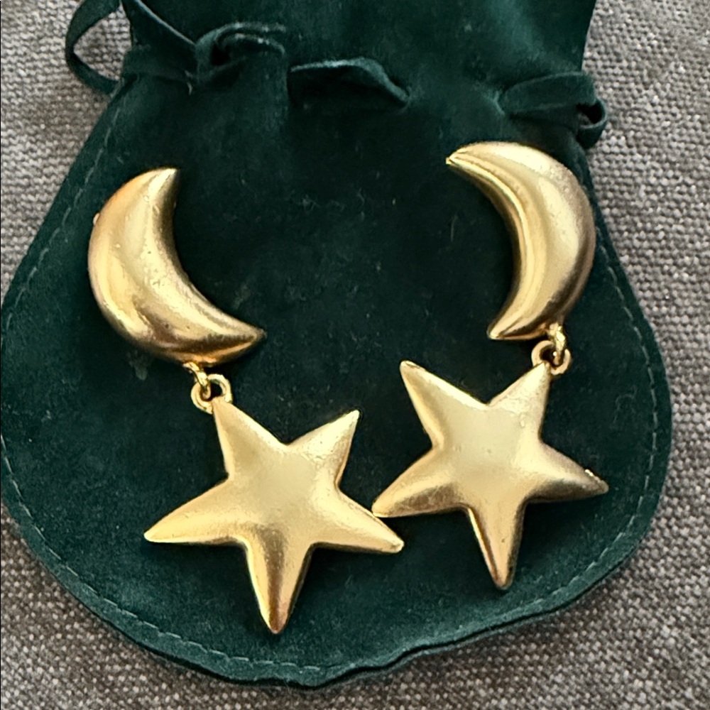 American Vintage Gold Moon and Star Earrings